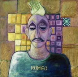 Romeo, 1970 (akryl i metalowy liść na płótnie)